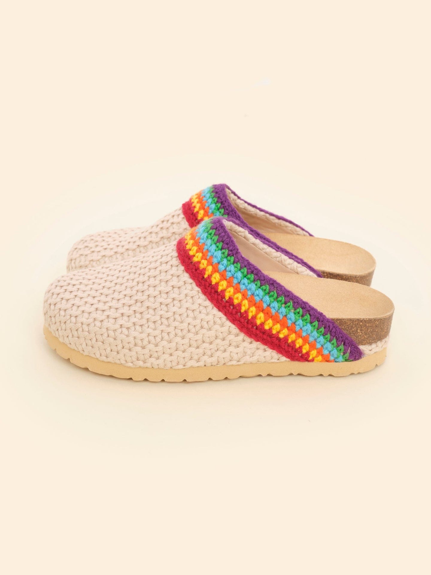 AMROSE Footwear AMROSE Rainbow Crochet Clogs