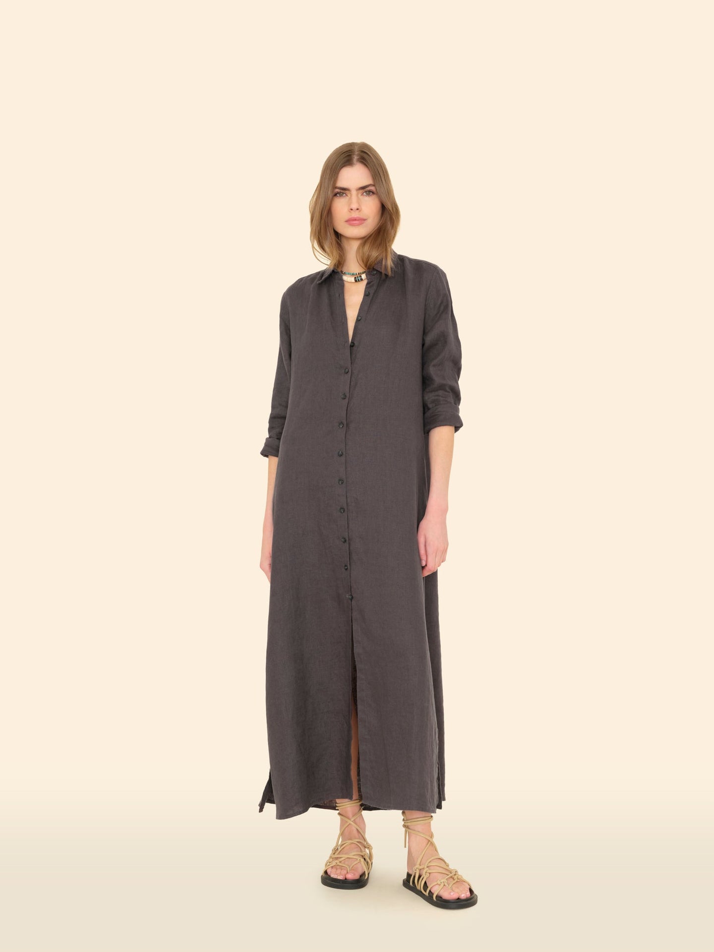 X2501 Dress Black Quartz Boden Linen Dress Black Quartz Boden Linen Dress