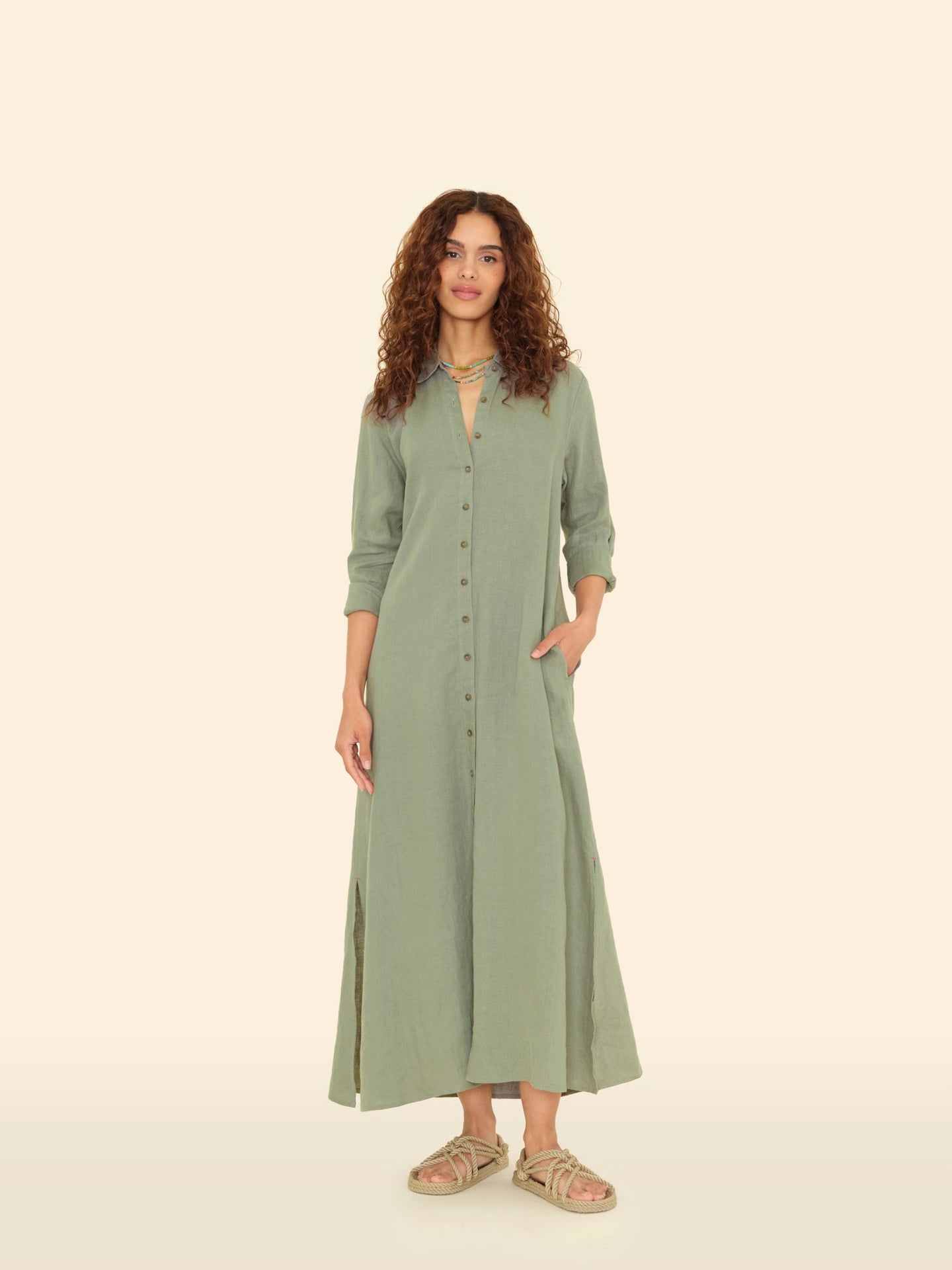 X2501 Dress Sagebrush Boden Linen Dress Sagebrush Boden Linen Dress