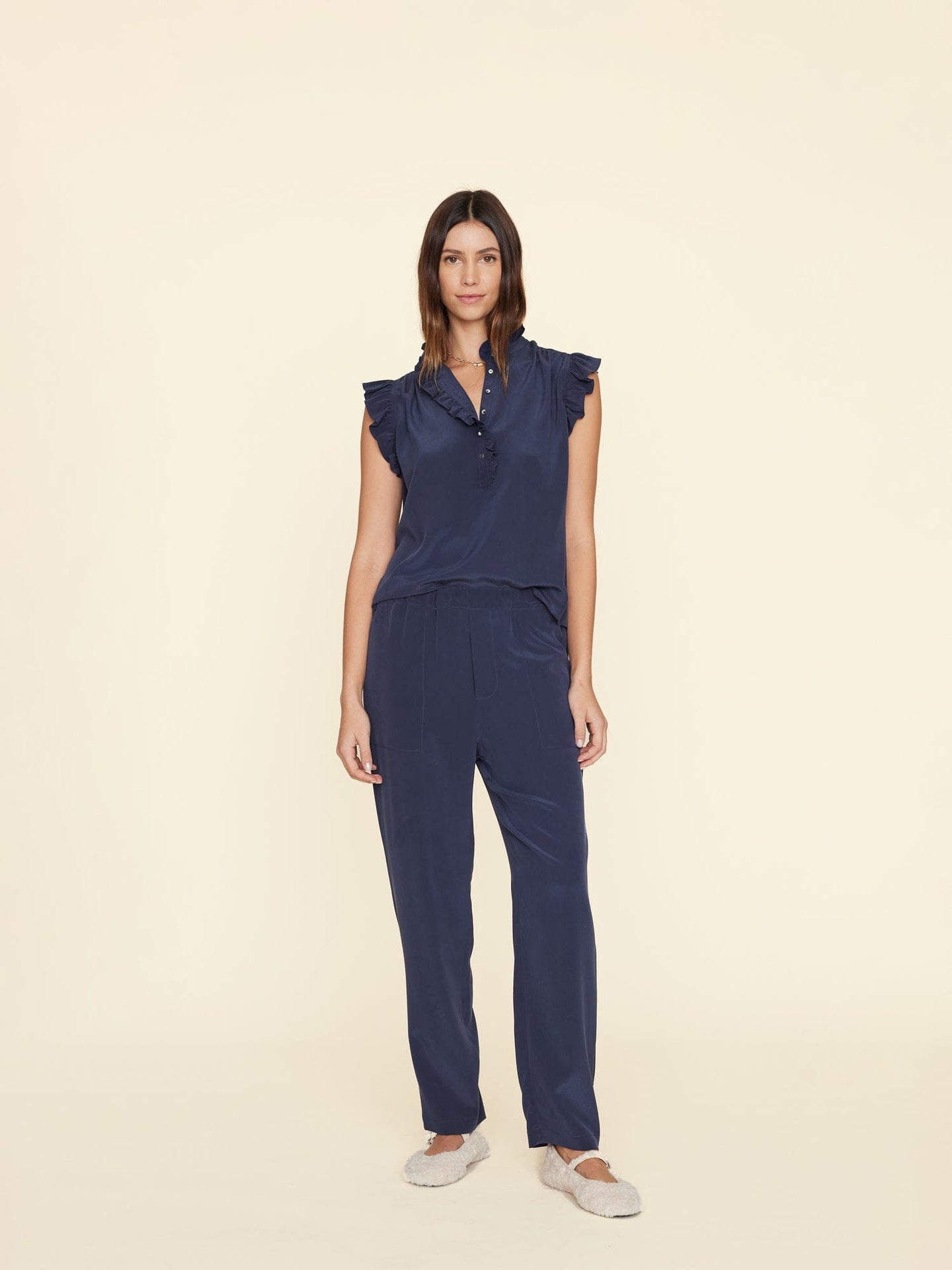 Xirena Pant Navy Mercer Silk Pant