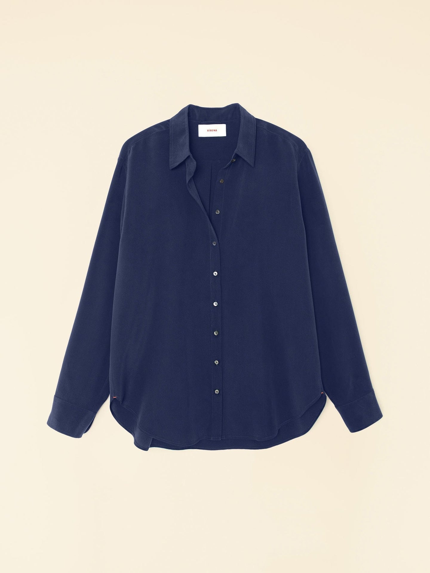 Xirena Shirt Navy Beau Silk Shirt