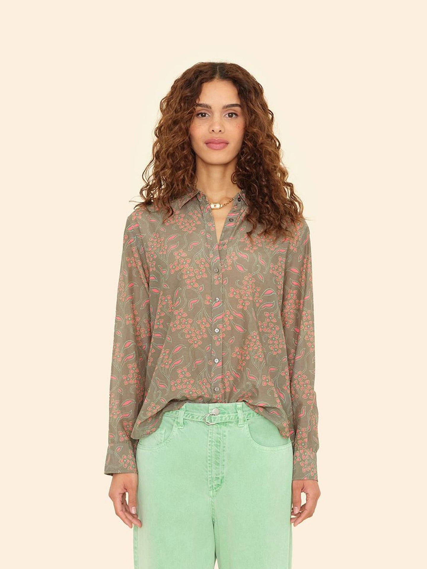 Xirena Shirt Olive Coral Beau Shirt Olive Coral Beau Shirt