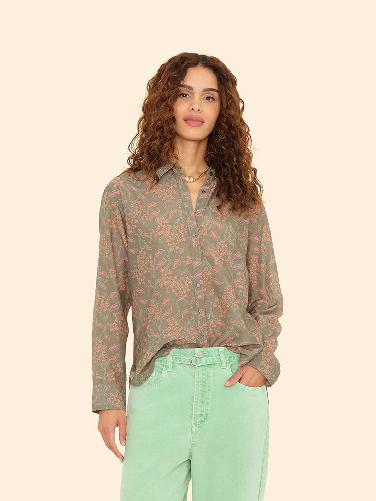 Xirena Shirt Olive Coral Beau Shirt Olive Coral Beau Shirt