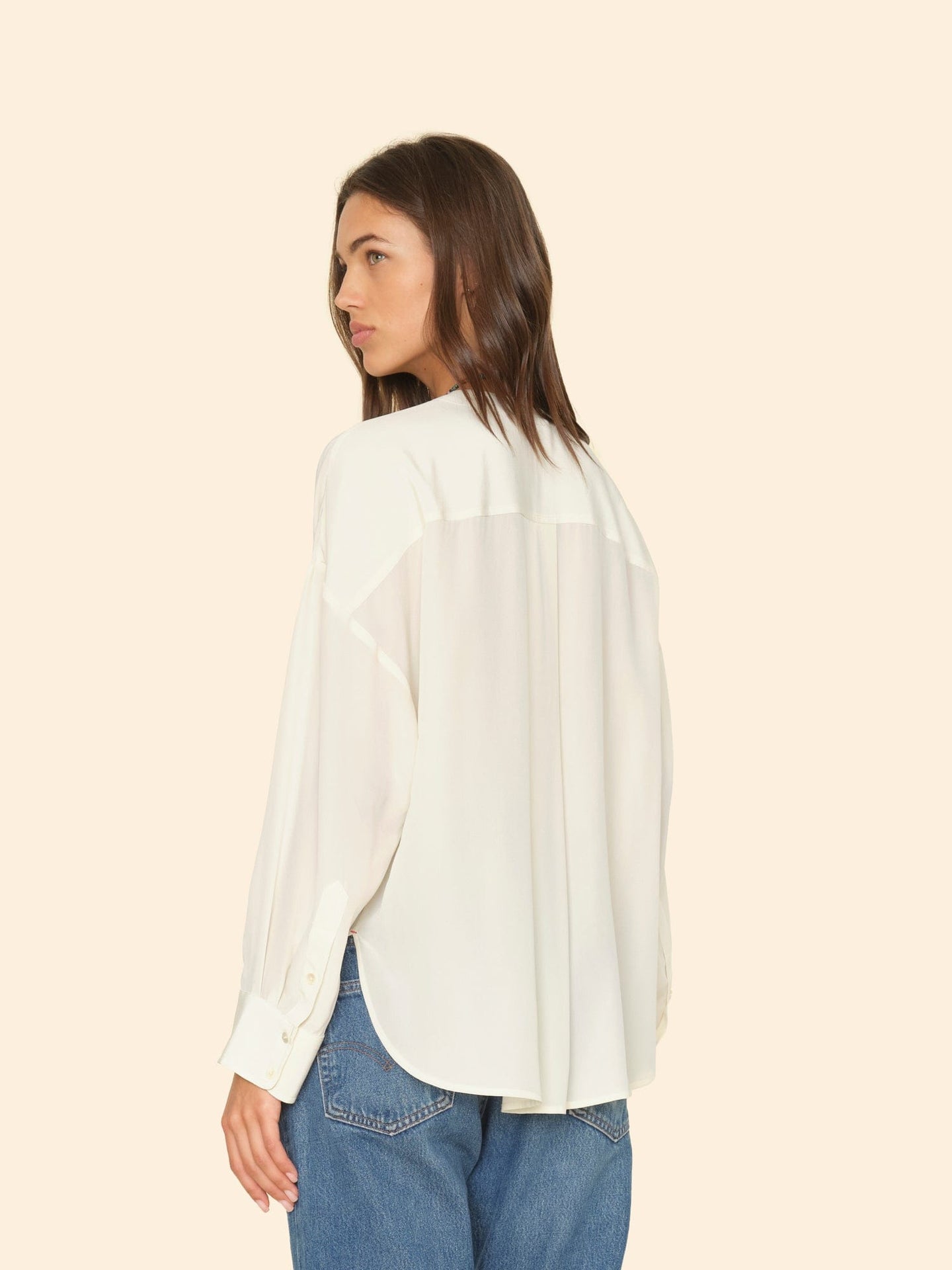 Xirena Shirt White Agate Frances Silk Shirt