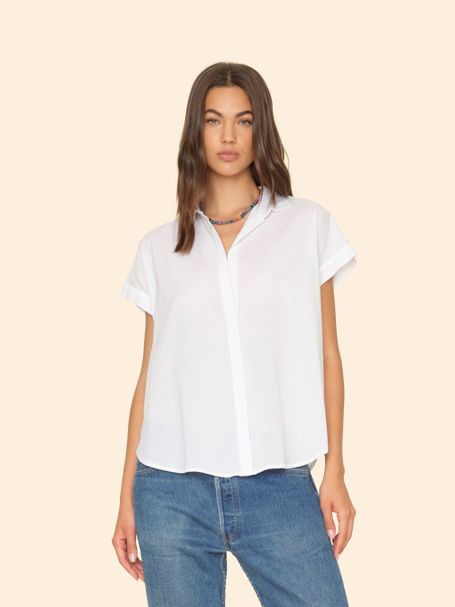 Xirena White Lightweight on sale Cotton Button Down Blouse