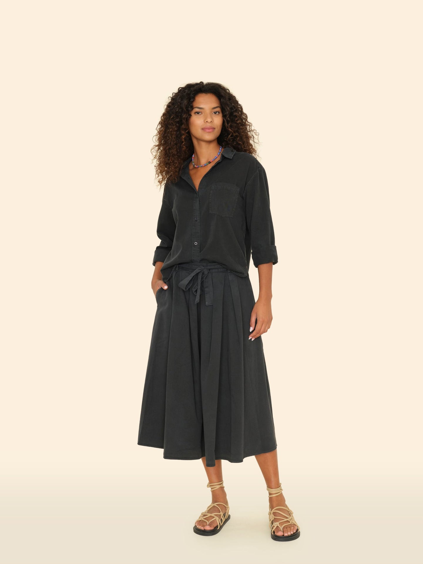 Xirena Skirt Washed Black Bellan Twill Skirt