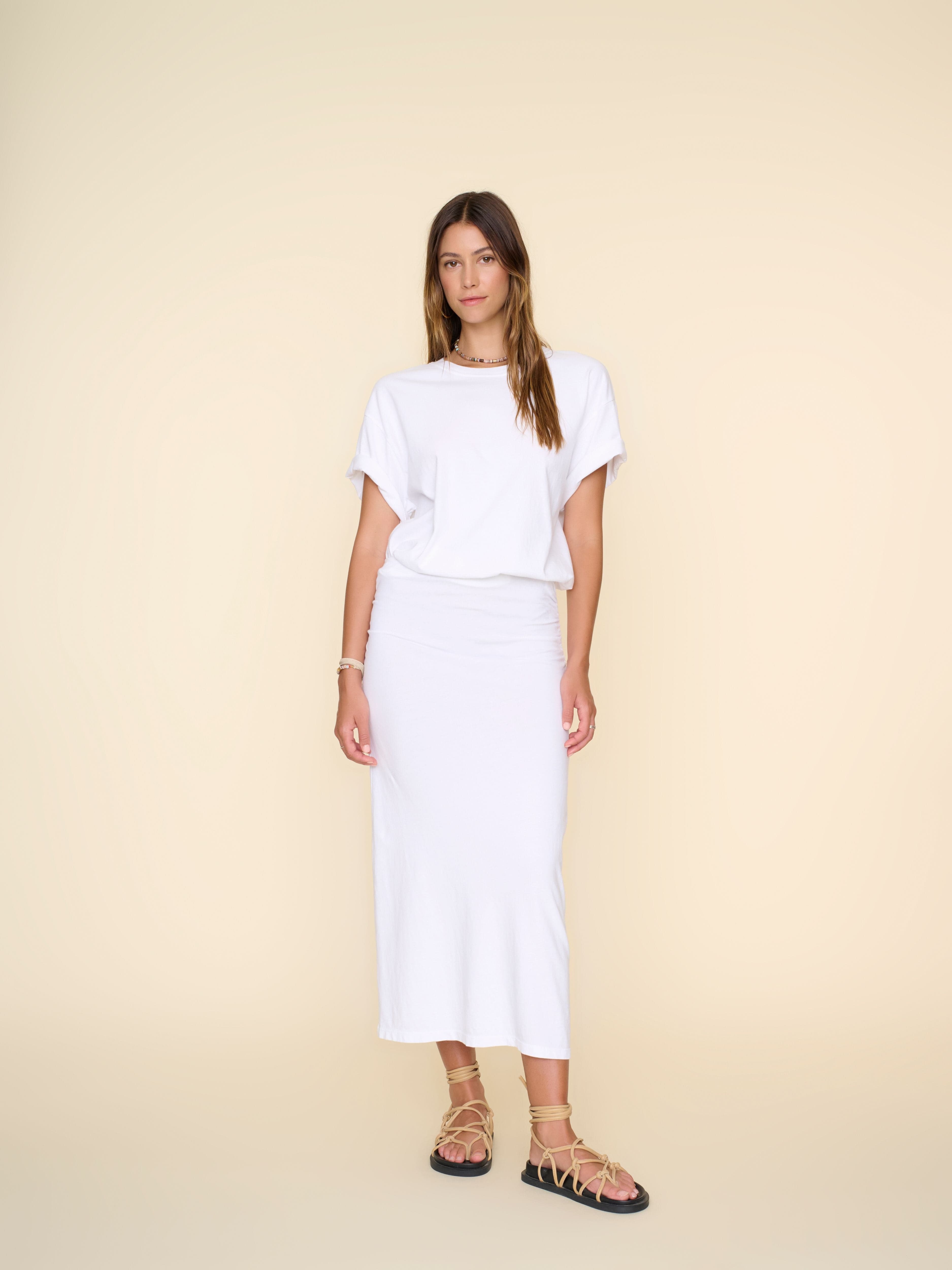 White midi 2025 jersey skirt