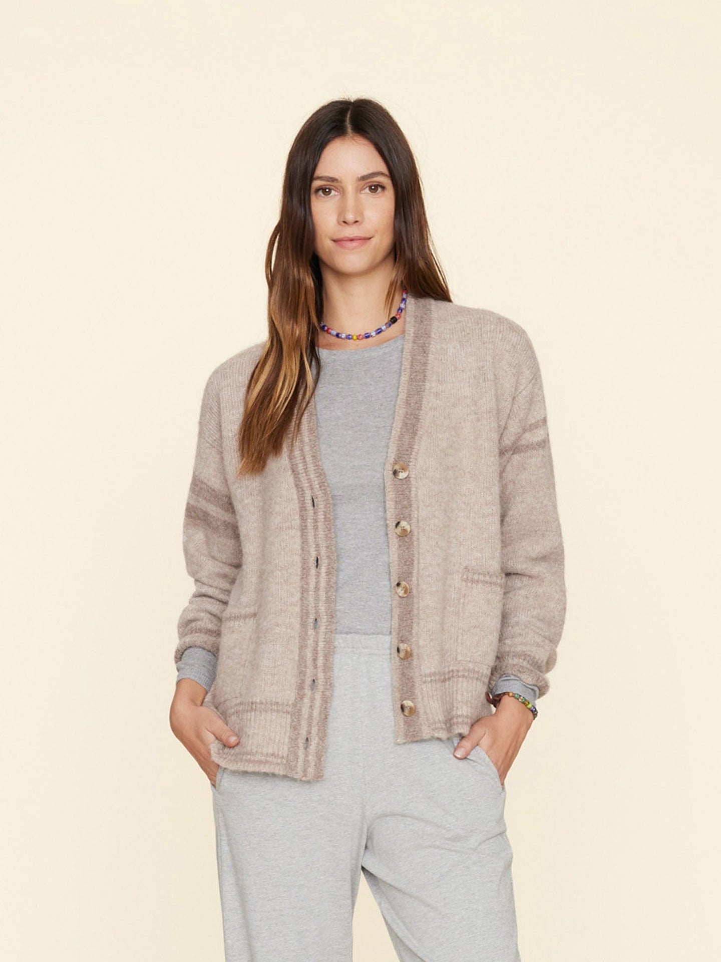 Xirena Sweater Cream Beige Carey Cardigan