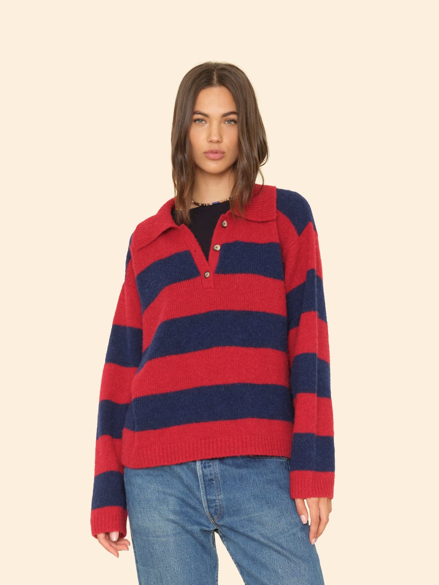 Xirena Sweater Red Blue Benton Sweater