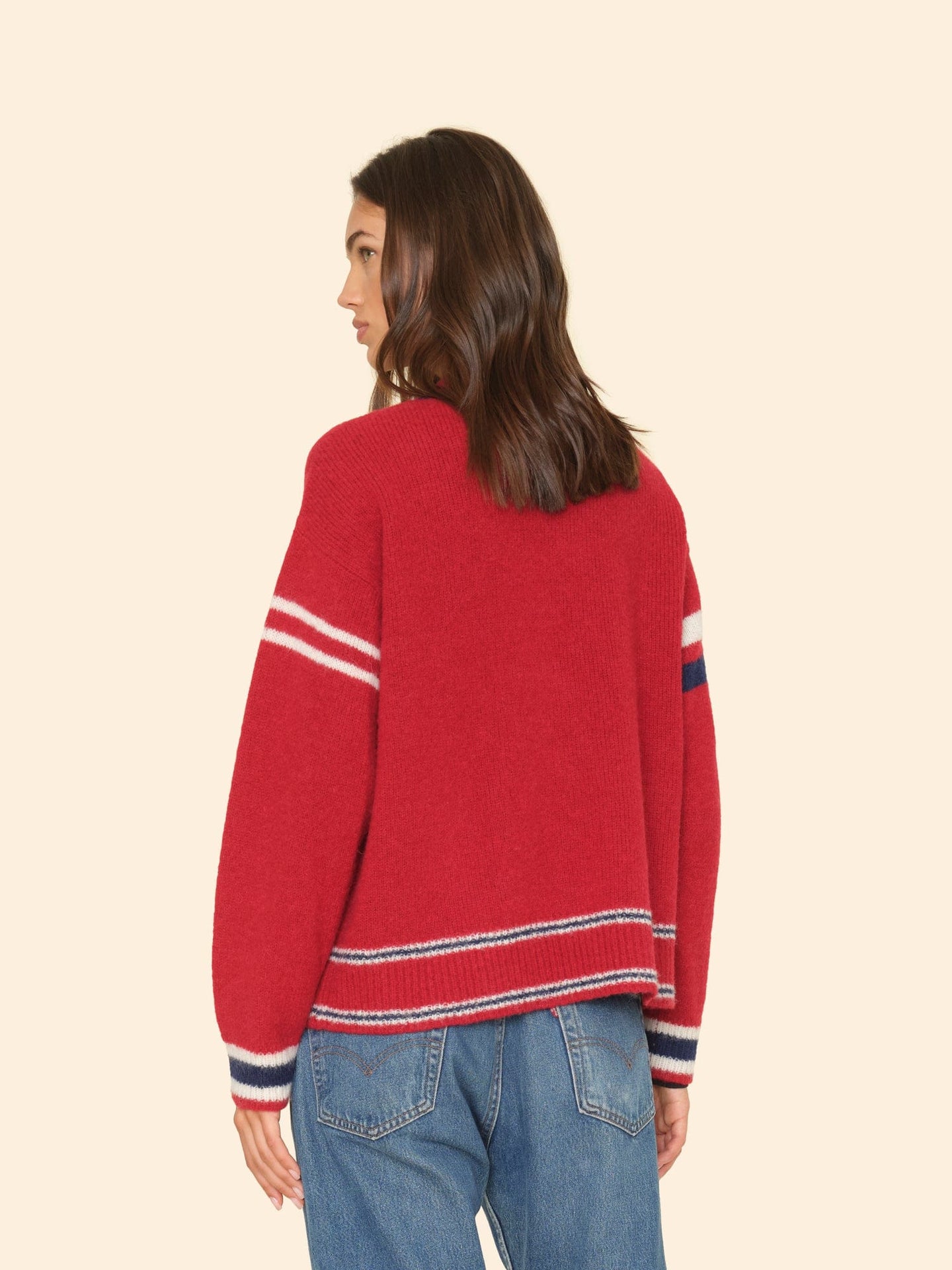 Xirena Sweater Red Blue Carey Cardigan