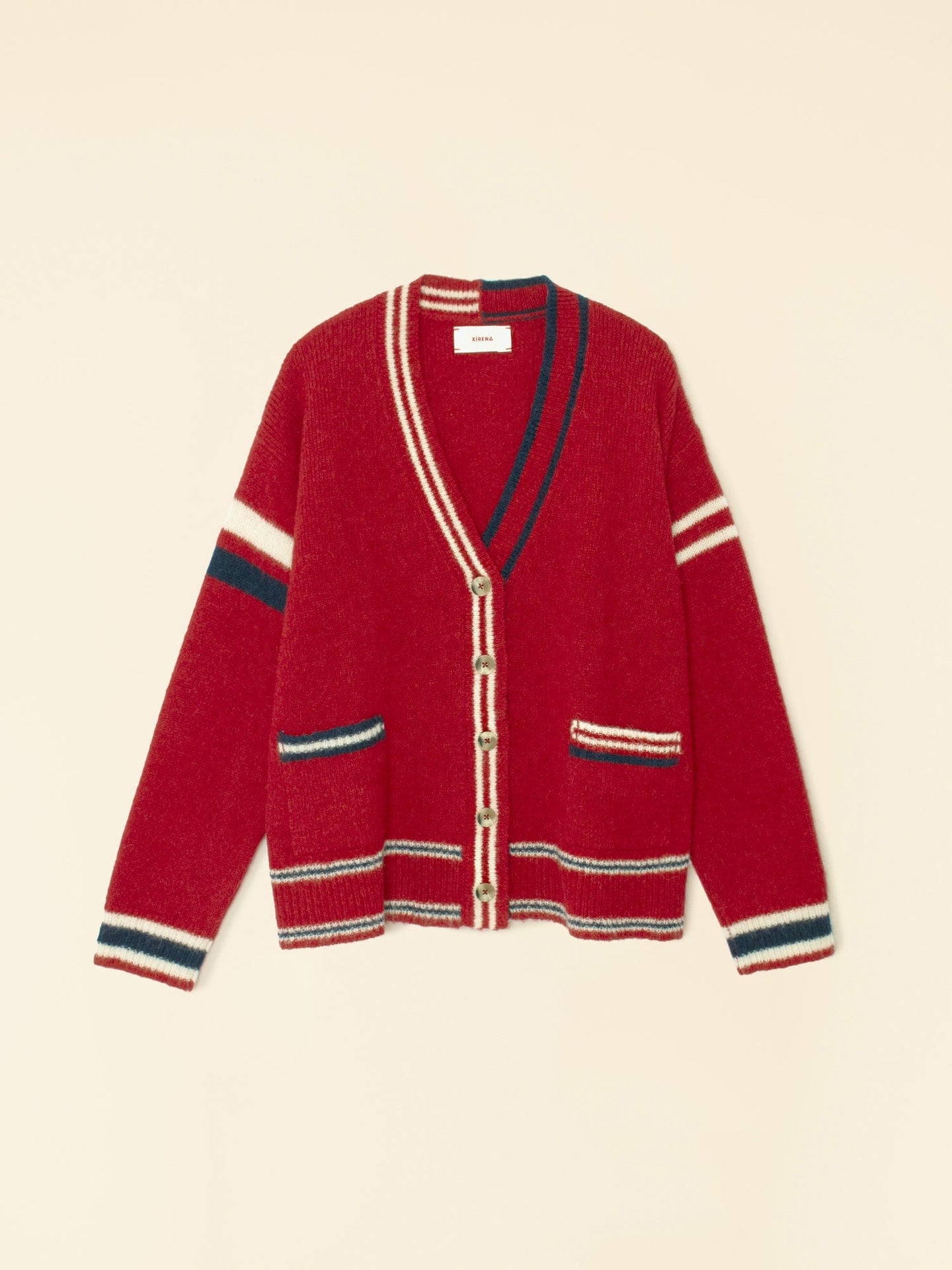 Xirena Sweater Red Blue Carey Cardigan