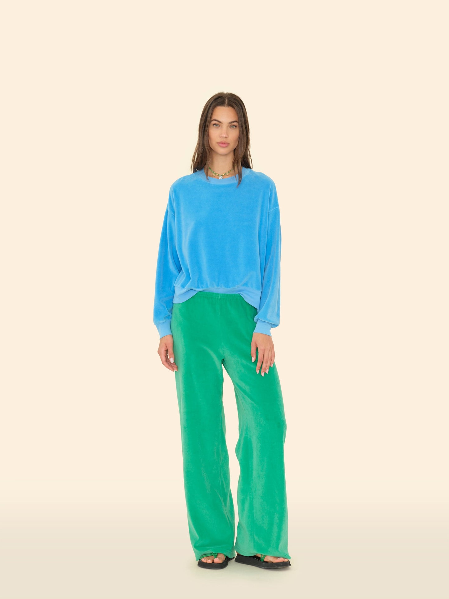 Xirena Sweatpant Rolling Green Mavis Velour Sweatpant Rolling Green Mavis Velour Sweatpant