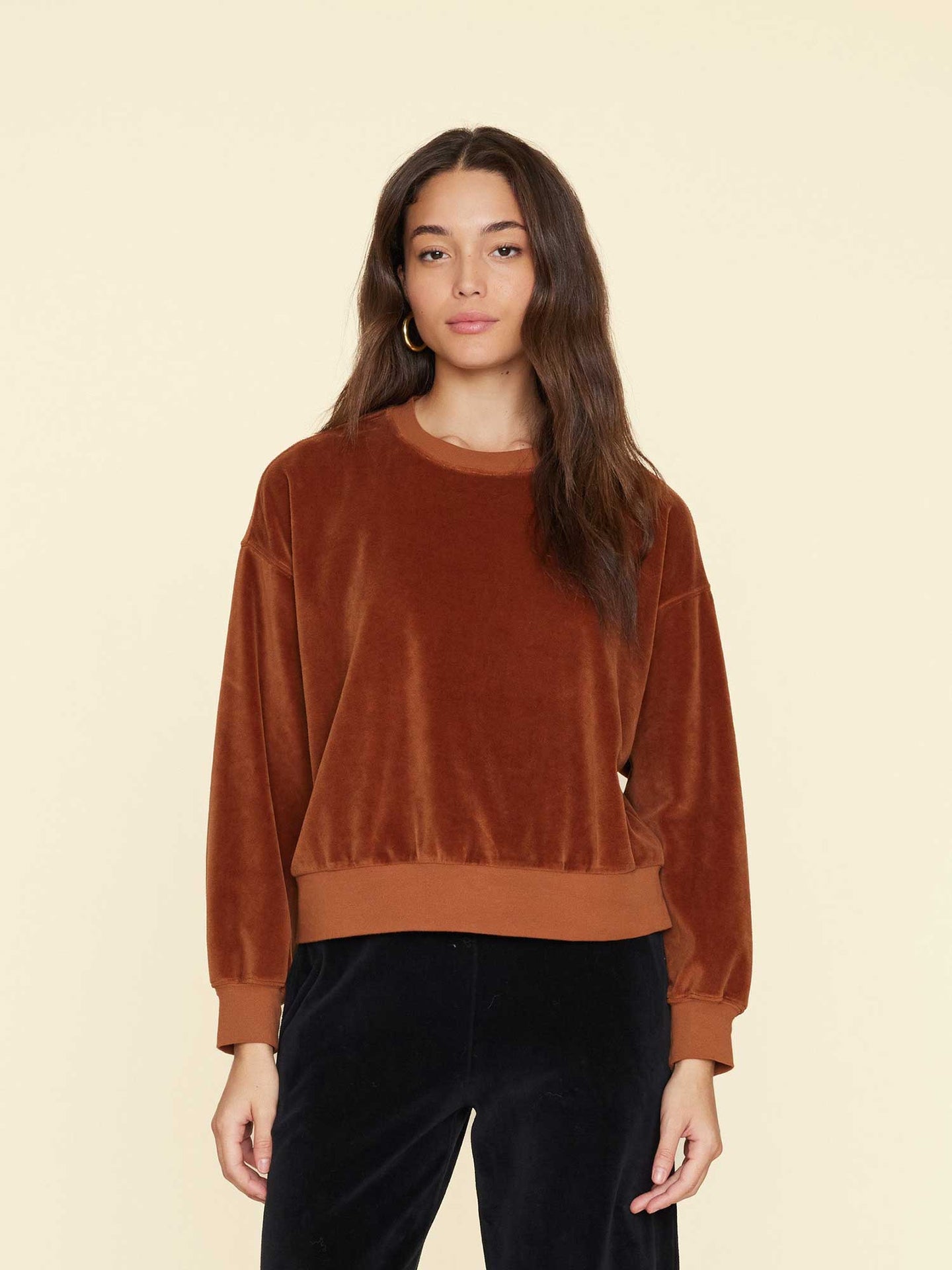 Xirena Sweatshirt Brown Sugar Huxley Velour Sweatshirt