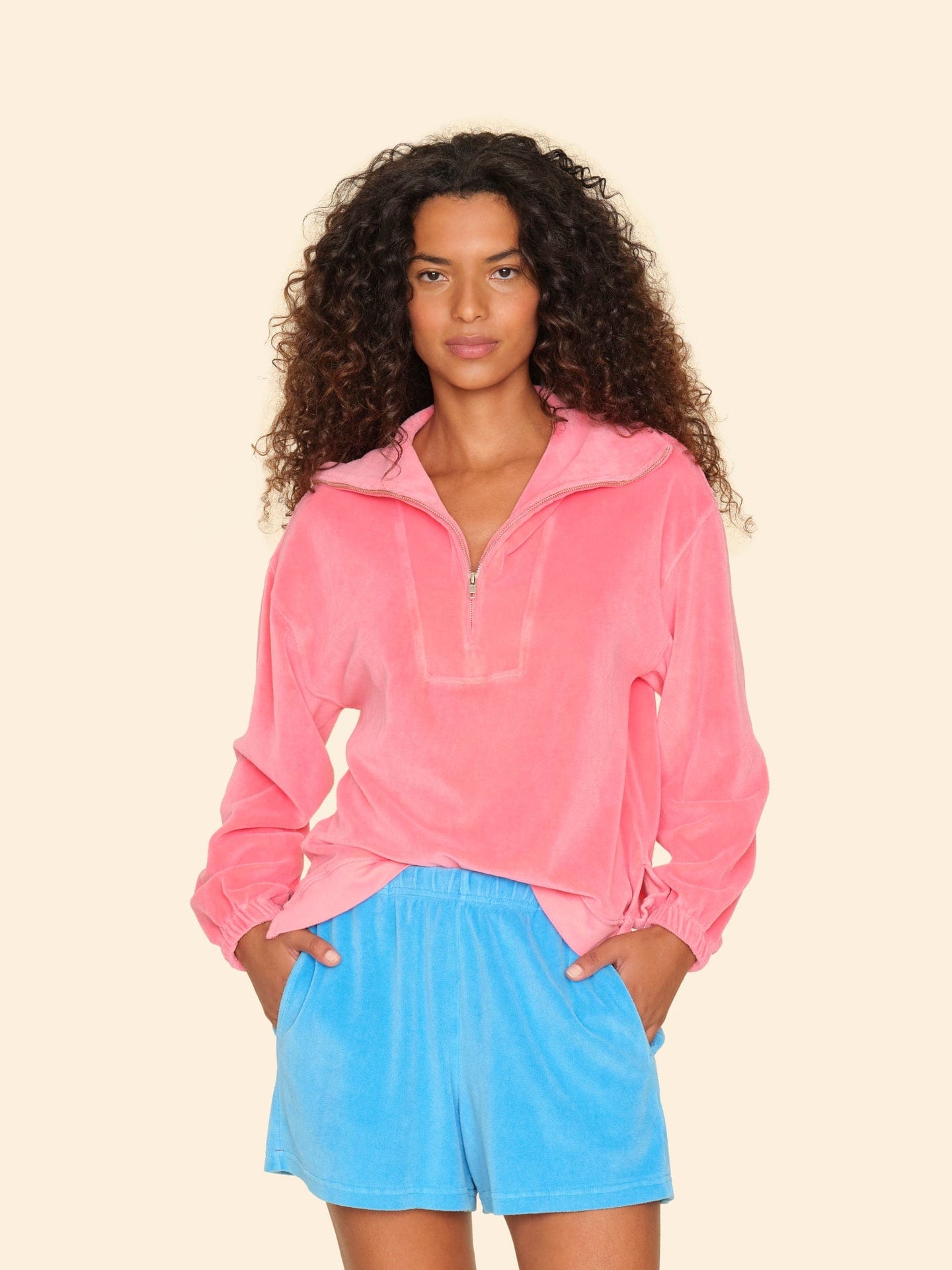 Xirena Sweatshirt Calypso Pink Oliver Velour Sweatshirt Calypso Pink Oliver Velour Sweatshirt