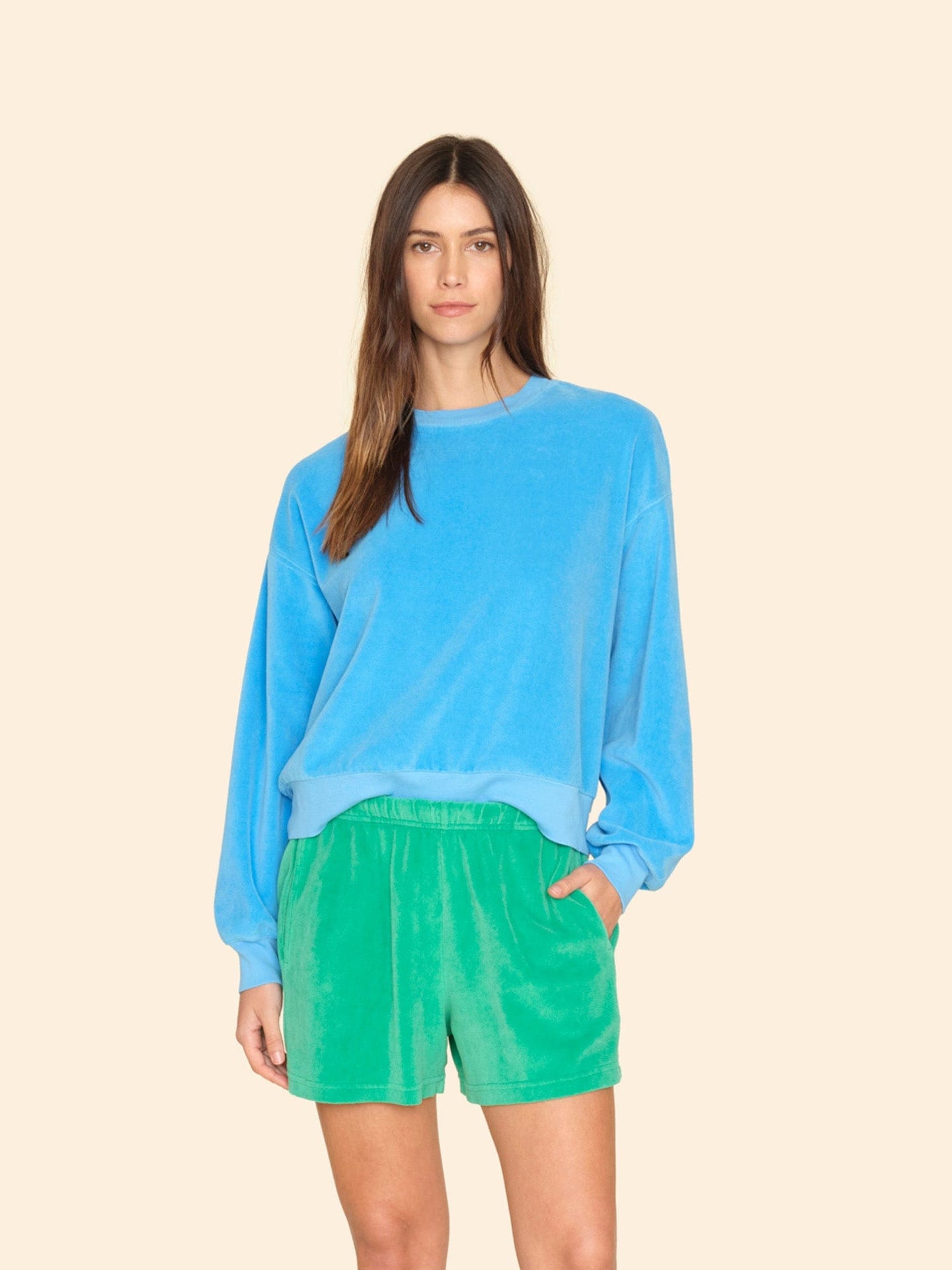 Xirena Sweatshirt Pier Blue Huxley Velour Sweatshirt Pier Blue Huxley Velour Sweatshirt