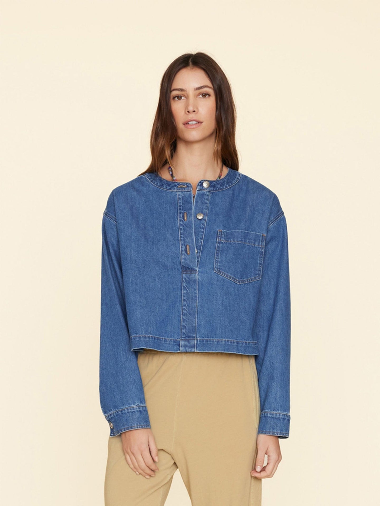 Xirena Top Deep Indigo Nicky Denim Top