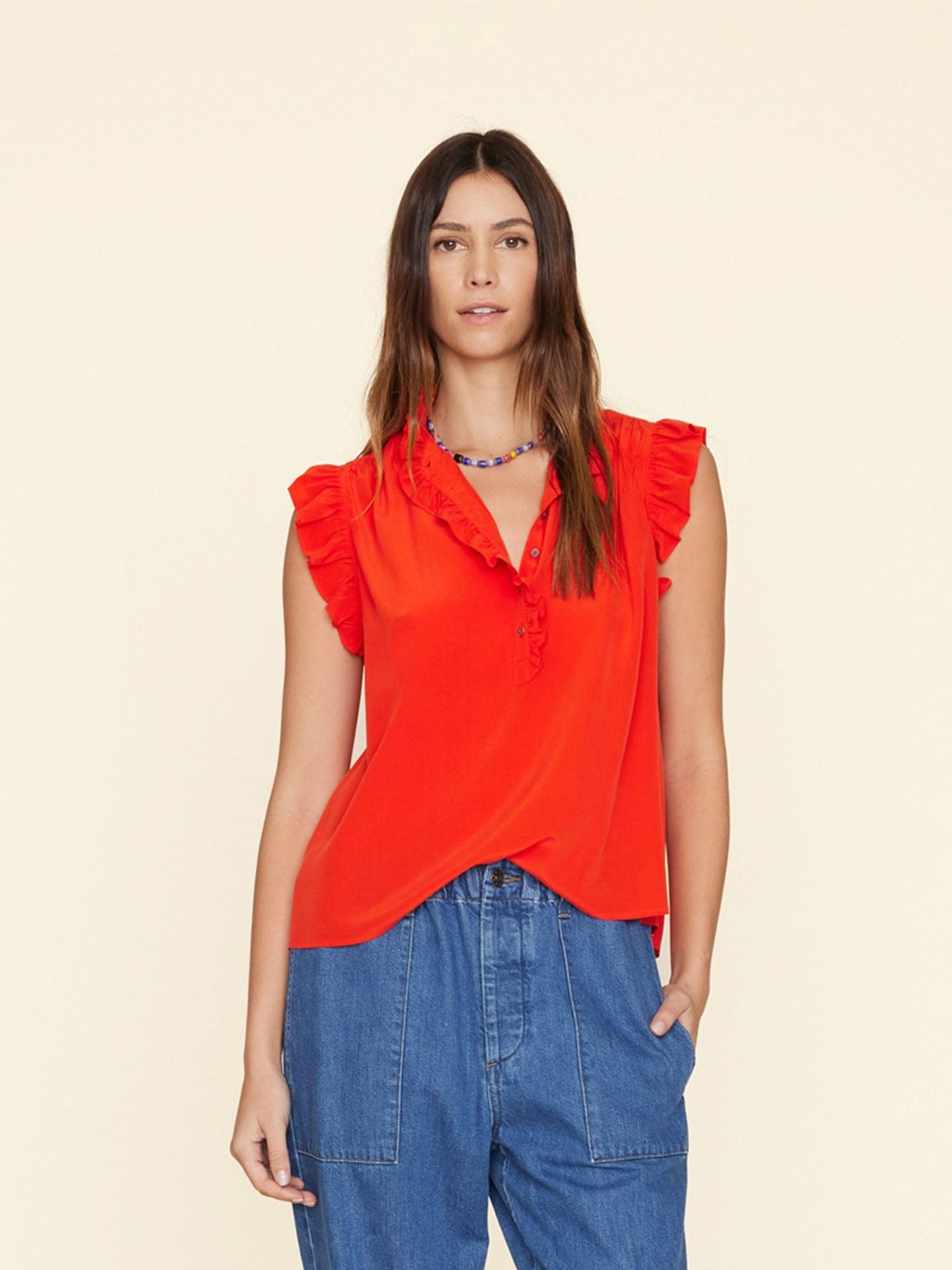 Xirena Top Flame Scarlet Brenna Silk Top