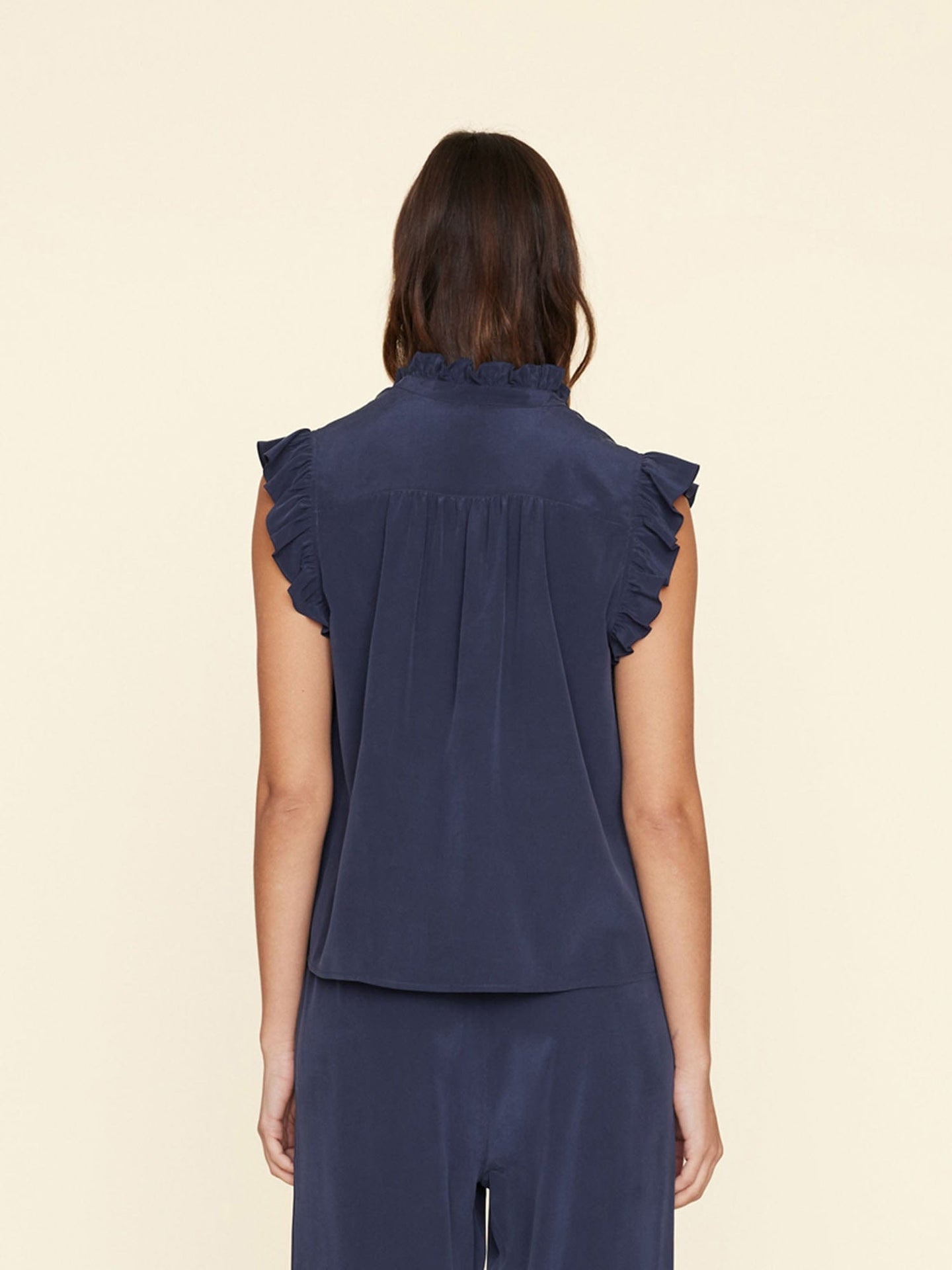 Xirena Top Navy Brenna Silk Top